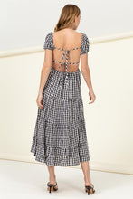 Load image into Gallery viewer, Somewhere to Go Tie-Back Gingham Print Maxi Dress
