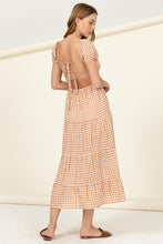 Load image into Gallery viewer, Somewhere to Go Tie-Back Gingham Print Maxi Dress
